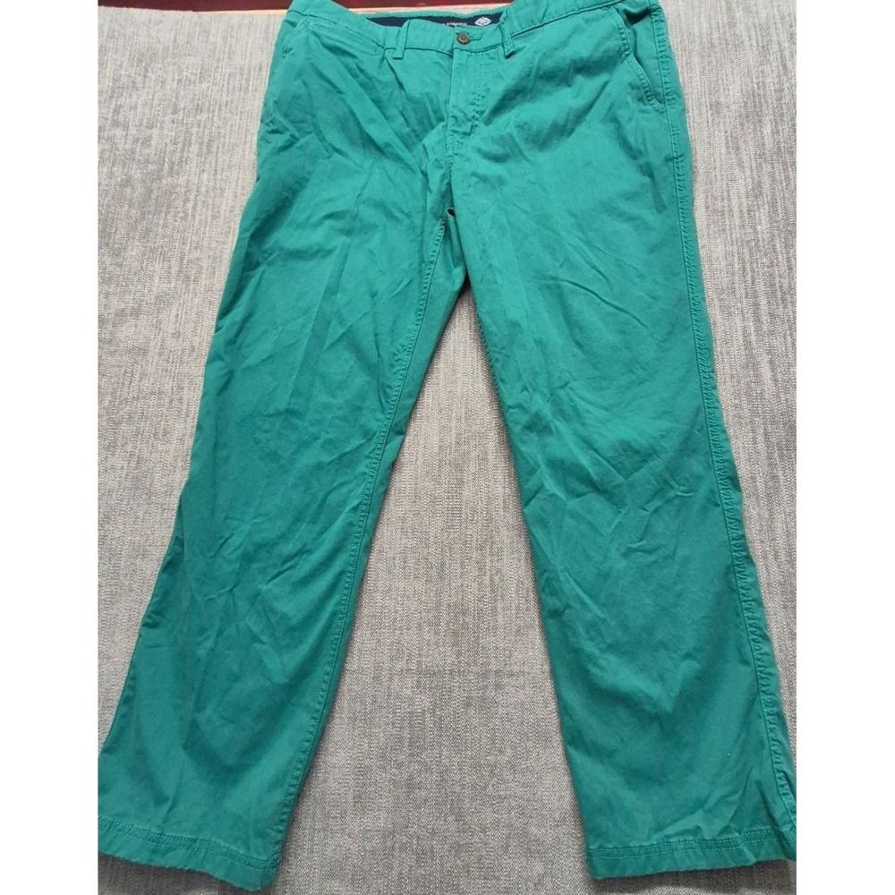 St John Bay Super Stretch men's green chino pants 42x31‎ flat front Cotton
